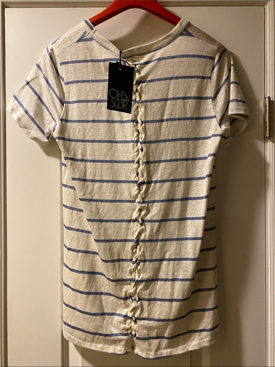 Chaser Tops - Chaser Braided Back Detail Striped Tee NWT